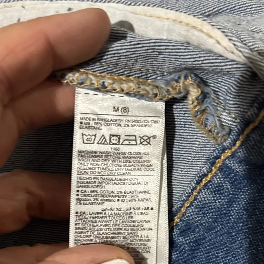 Old Navy M 8 Classic Blue Jean Jacket cotton spandex shaped fit NWT